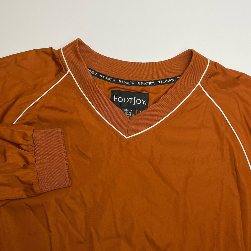 FootJoy Windshirt Golf Pullover Mens Medium Orange V-Neck Long Sleeve